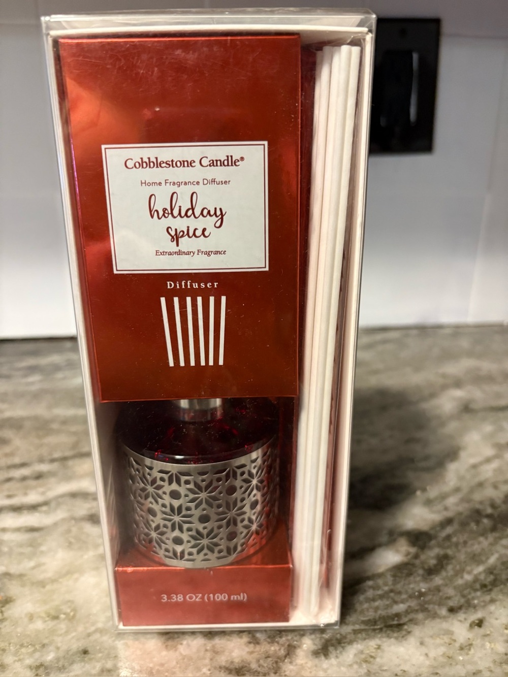 Kirkland Signature Holiday Spice Red and Silver Reed Diffuser